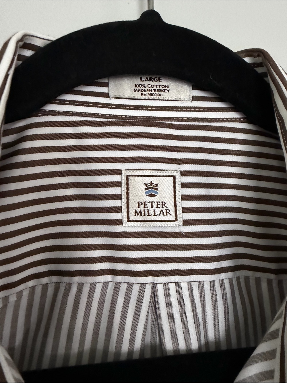 Peter Millar Brown and White Striped Men’s Dress Shirt